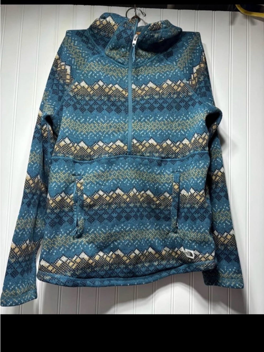 The North Face Teal Patterned Half-Zip Pullover Sweater